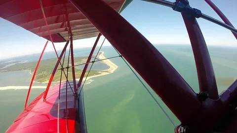 Propellor Plane Over Ocean Stock Footage 81287866