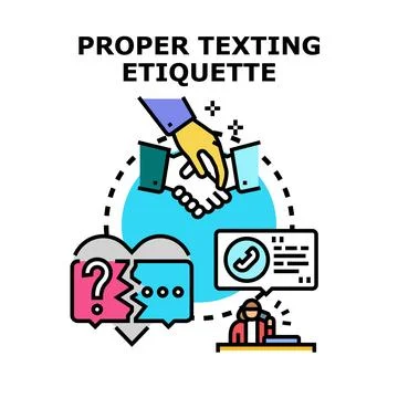Proper communication etiquette preventing texting misunderstanding Stock Illustration