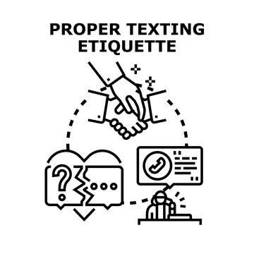 Proper communication etiquette preventing texting misunderstanding Stock Illustration