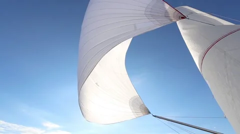 Proper configuration of the spinnaker on a fair wind Stock Footage 68850634