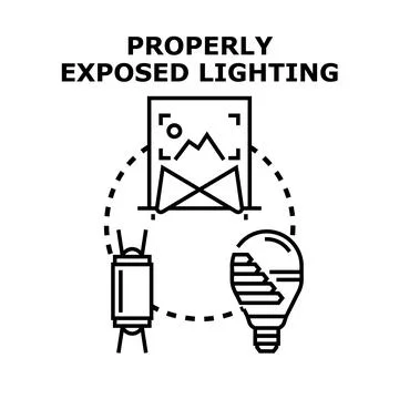 Proper exposure and lighting concept for photography Stock Illustration