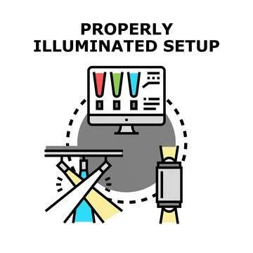Proper illumination setup for content creation and quality control Stock Illustration