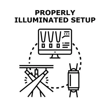 Proper illumination setup for content creation and quality control Stock Illustration