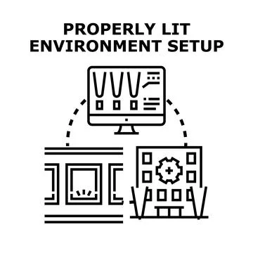 Proper lighting environment setup for digital production Stockillustratie