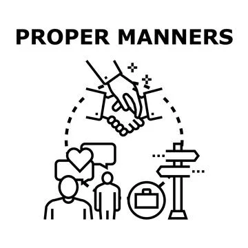 Proper manners developing professional relationships etiquette concept Stock Illustration