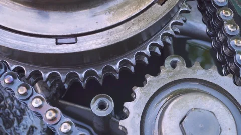 Proper operation of oiled gears and rollers. Shine oil. Video stock 109332061