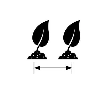 Proper Planting. Spacing Between Plants Solid Flat Vector Icon Isolated on Wh 库存插图