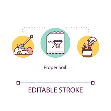 Proper soil concept icon. Soil pH levels, acidity test. Choosing earth Illustrazione stock