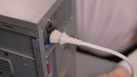 Properly attaching printer cable. Demonstrating correct method of cable Stock Footage 347880382