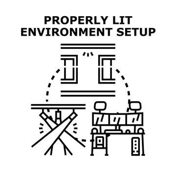 Properly lit environment setup for productivity Stock Illustration