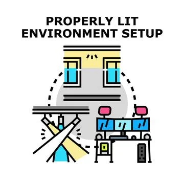 Properly lit environment setup for productivity Stock Illustration