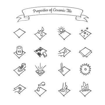 Properties of Ceramic Tile Stock Illustration