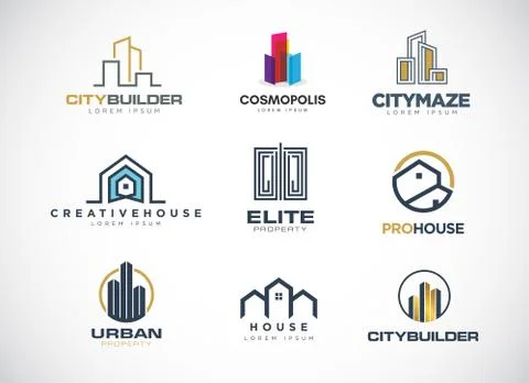Properties Logo Design Set Collection Stock Illustration