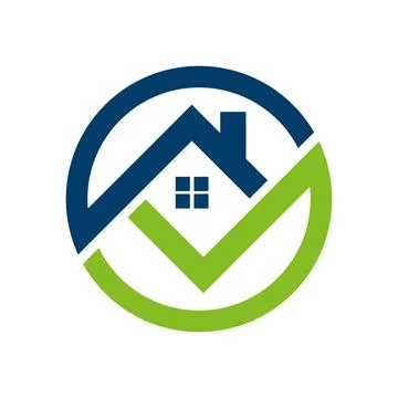 Property and Construction Logo design and check mark icon Stock Illustration