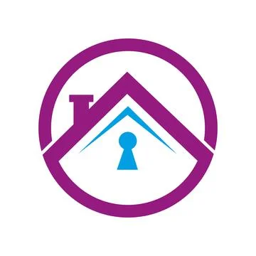 Property and Construction Logo design with lock home icon Stock Illustration