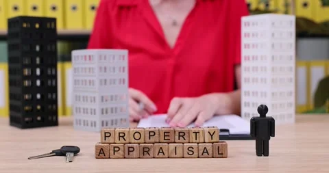Property appraisal process revealed in a charming office setting showcasing Stock Footage 319746154