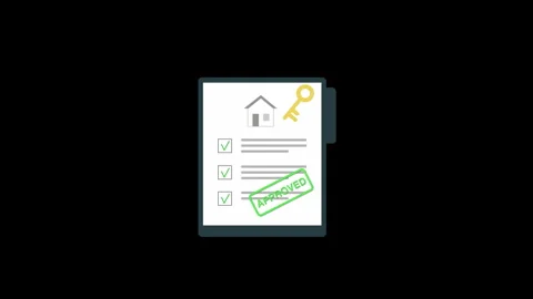 Property Approval Document Animation with Approved Stamp and Key Stock Footage 334688810