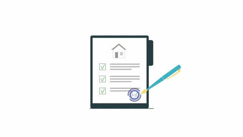 Property Approval Document Animation with Approved Stamp and Key Stock Footage 334725474