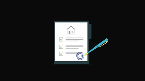 Property Approval Document Animation with Approved Stamp and Key Stock Footage 334725483