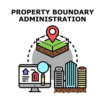 Property boundary administration managing real estate assets Stock Illustration