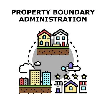 Property boundary administration managing real estate land surveying Stock Illustration