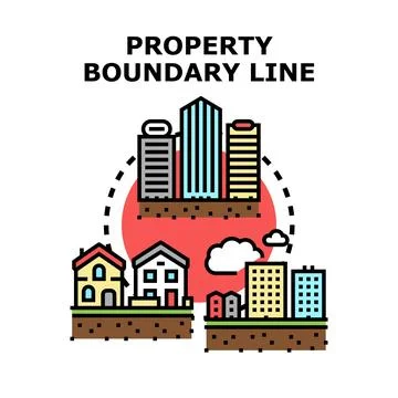 Property boundary line separating urban land plots Stock Illustration