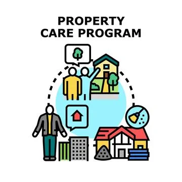 Property care program for house maintenance and management Stock Illustration