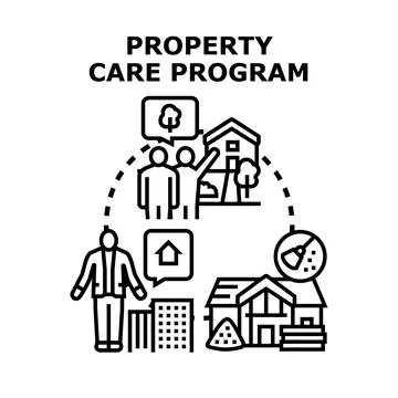 Property care program for house maintenance and management Stock Illustration