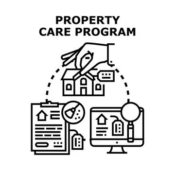 Property care program managing real estate maintenance Stock Illustration