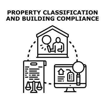 Property classification and building compliance concept illustration Stock Illustration