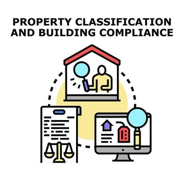 Property classification and building compliance concept illustration Stock Illustration
