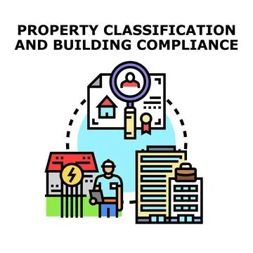 Property classification and construction compliance assessment process Illustrazione stock