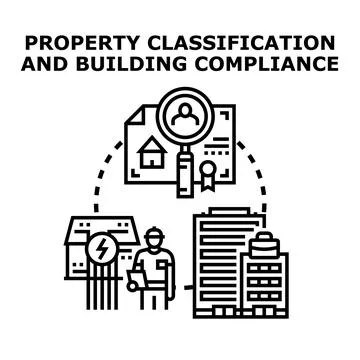 Property classification and construction compliance assessment process Stock Illustration