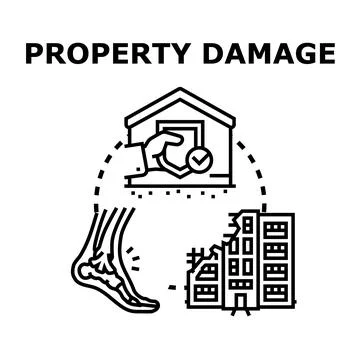 Property damage concept with building collapse and personal injury Ilustración de archivo