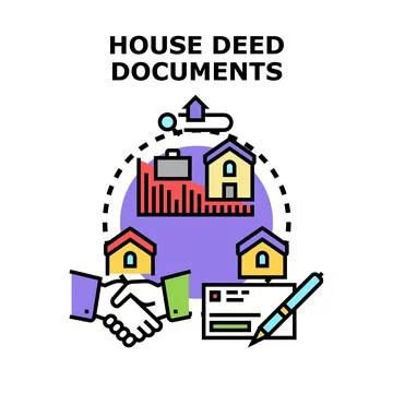 Property deed documents signing real estate concept Ilustração Stock