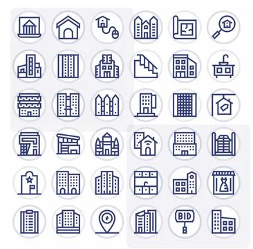Property Design Vector Icons featuring 36 Editable Bold Line Style Ilustração Stock