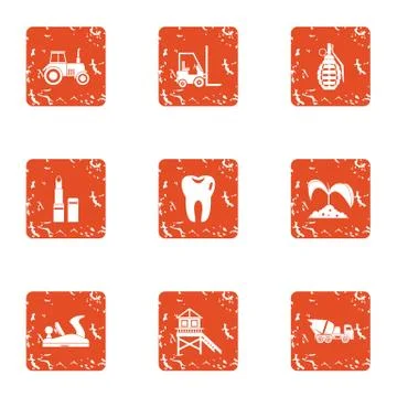 Property developer icons set, grunge style イラスト素材