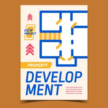 Property Development Advertising Banner Flat Vector Illustration Stock Illustration