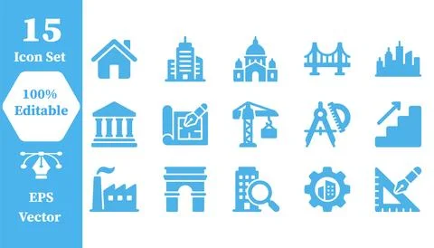 Property development and construction icon set with property, development Stock Illustration