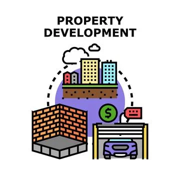 Property development concept creating new buildings construction Ilustración de archivo