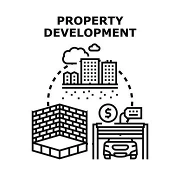Property development concept creating new buildings construction Stock Illustration