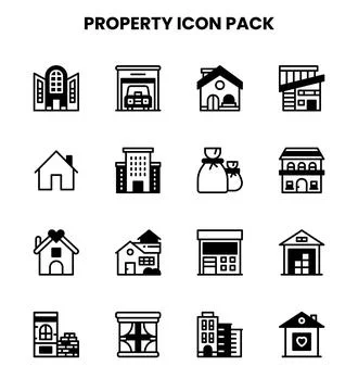 Property DuoTone Vector Icons Pack Stock Illustration