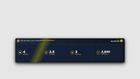 Property Feature Icon Row Real Estate Counter Badges 4K Alpha Vídeo Stock 346125574