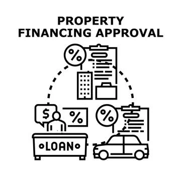 Property financing approval process with loan documents Stock Illustration