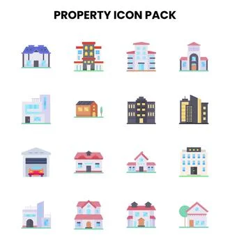 Property Flat Design Icons Pack 스톡 일러스트