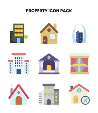 Property Flat Icons Pack Ilustración de archivo