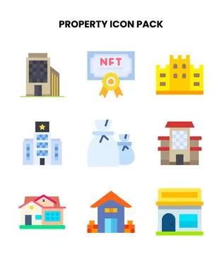 Property Flat Icons Pack Stock Illustration