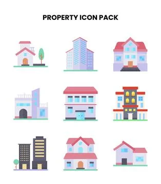 Property Flat Icons Pack Stock Illustration
