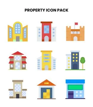 Property Flat Set Icons Pack Stock Illustration