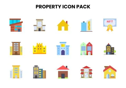 Property Flat Vector Icons Pack Ilustración de archivo